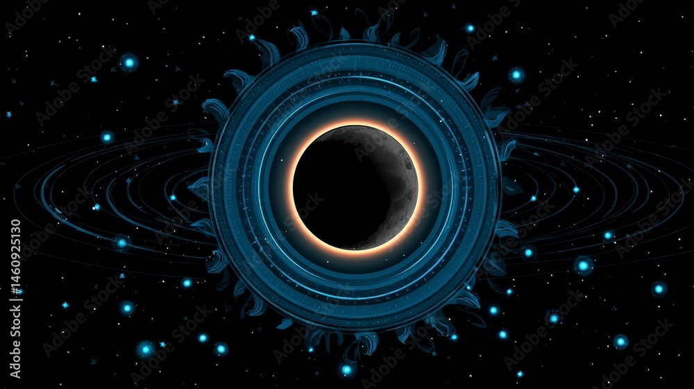 Celestial Eclipse Mystic Sun Moon Orbit Space Galaxy Background