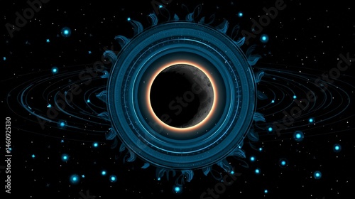 Obraz na płótnie Celestial Eclipse Mystic Sun Moon Orbit Space Galaxy Background w salonie