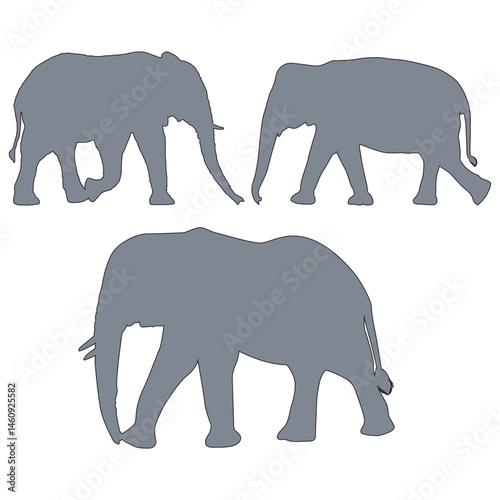 Elephant silhouette, Elephant vector, Elephant illustration, silhouette, set icon, silhouette, Elephant