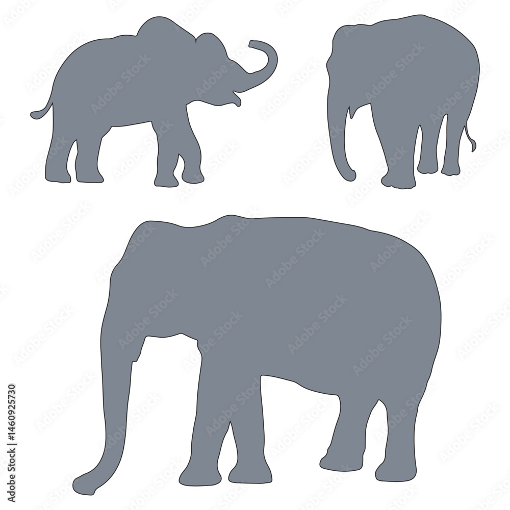 Fototapeta premium Elephant silhouette, Elephant vector, Elephant illustration, silhouette, set icon, silhouette, Elephant