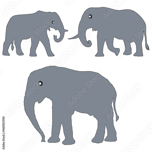 Elephant silhouette, Elephant vector, Elephant illustration, silhouette, set icon, silhouette, Elephant