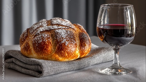 Holy Communion  Bread  Wine  and Faith  Minimalist Religious Still Life