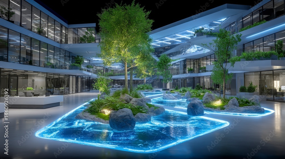 Modern Business Center Courtyard Sustainable Green Office Design