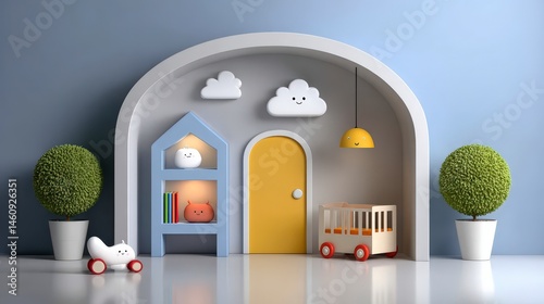Cute Cartoon Nursery Room Design  Pastel Colors  Minimalist  Child s Bedroom Decor