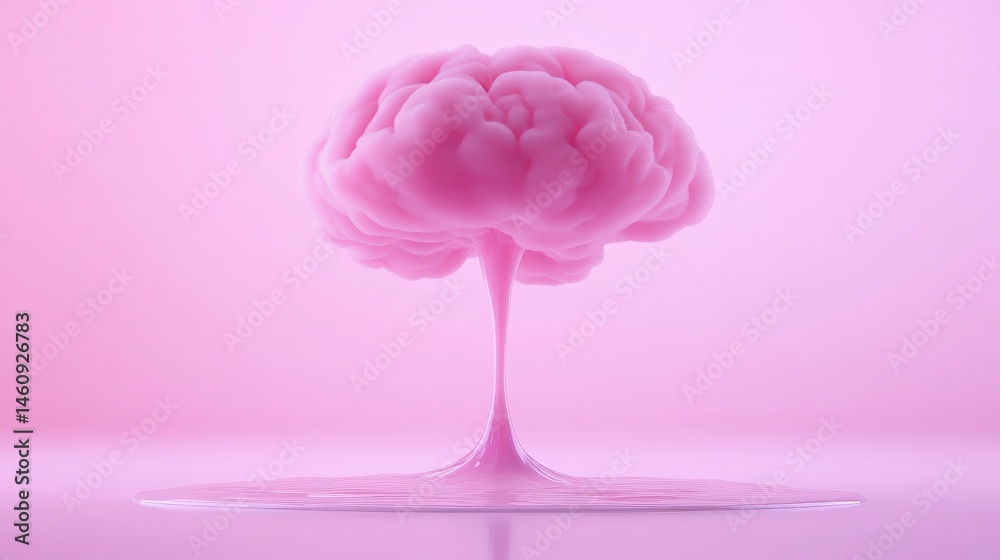 Pink Brain Melting Minimalist Abstract Art Creative Thinking Concept