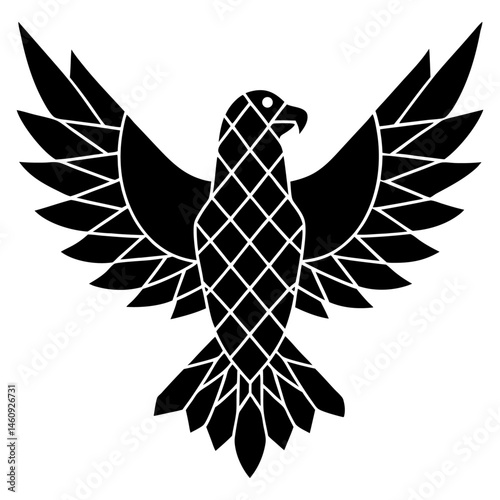 a striking eagle mosaic with vibrant tiles and intricate patterns.