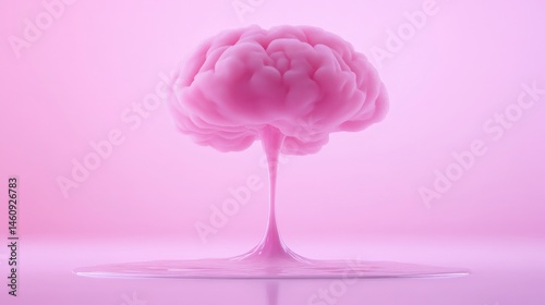 Pink Brain Melting Minimalist Abstract Art  Creative Thinking Concept