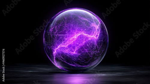 Obraz na płótnie Global Network Data Sphere AI Blockchain Digital Energy Futuristic Technology Abstra w salonie