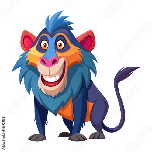 Vibrant colored,  detailed cartoon funny Baboon, 3d render 