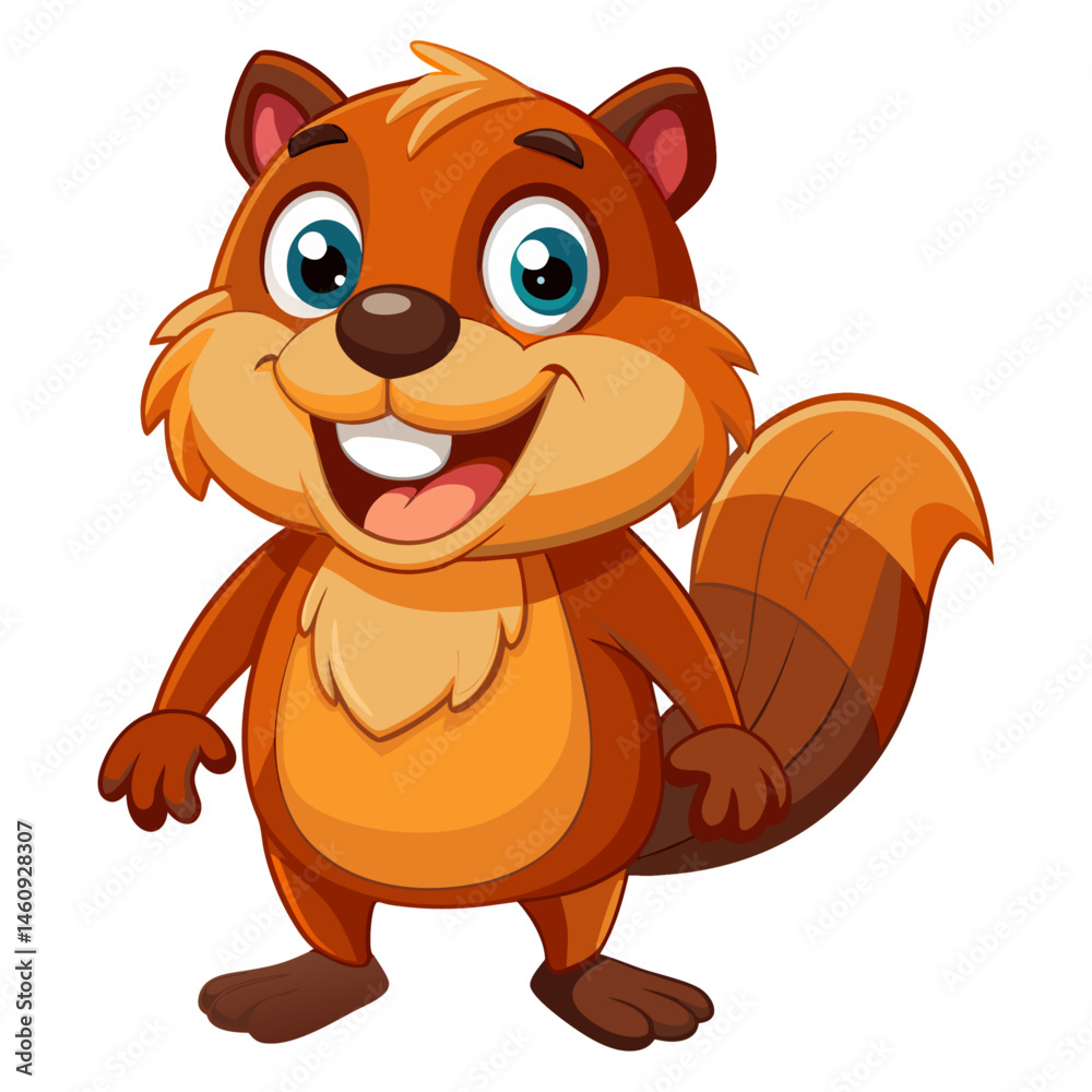 Obraz premium Vibrant colored, detailed cartoon funny Beaver, 3d render 