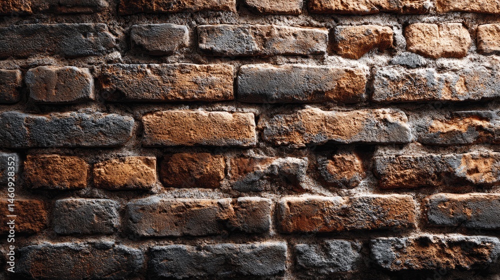 Naklejka premium Close-up view of a weathered brick wall.