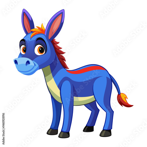Vibrant colored,  detailed cartoon funny Donkey, 3d render 