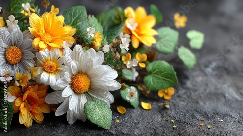 Blooming Chamomile   Daisies  Spring Floral Arrangement