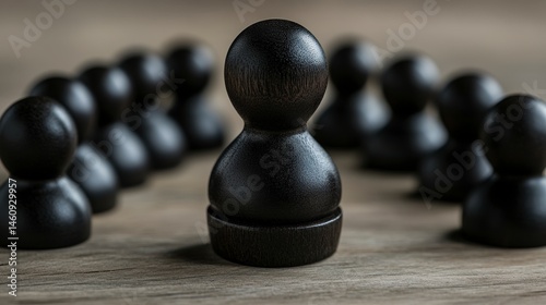 Obraz na płótnie Leadership Team Wooden Figures Business Concept Strategy Minimalist Abstract Black w salonie