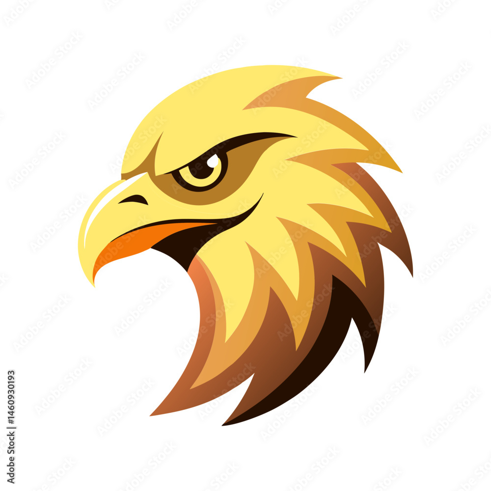 Fototapeta premium Golden eagle head illustration depicting power and strength suitable for multiple projects