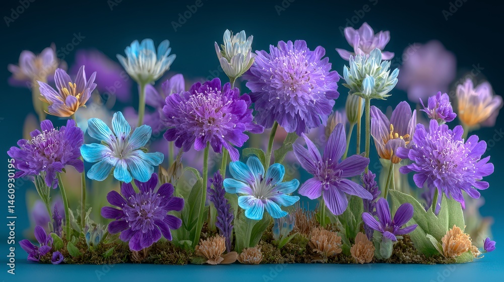 Vibrant Purple Blue Wildflower Meadow Spring Blossoms Floral Arrangement Nature Photo