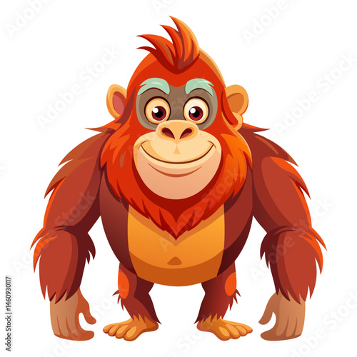 Vibrant colored,  detailed cartoon funny Orangutan, 3d render 