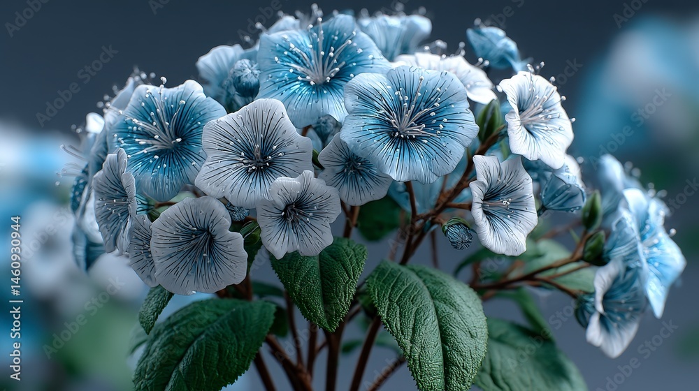 Serene Blue Flowers Minimalist Botanical Closeup Nature Photography