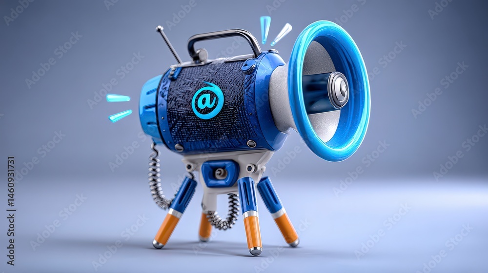 3D Megaphone Email Announcement Digital Marketing Communication Technology