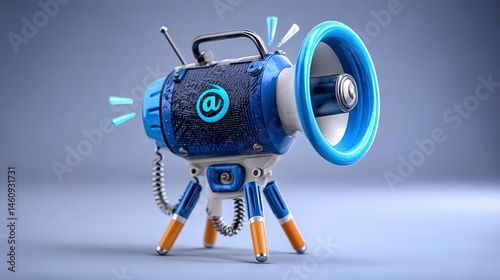 Obraz na płótnie 3D Megaphone Email Announcement Digital Marketing Communication Technology w salonie