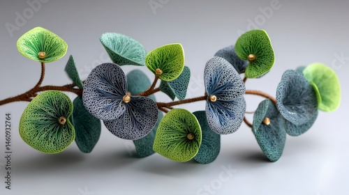 Exquisite Paper Quilling Eucalyptus Garland  Green  Gray  Minimalist Botanical Art