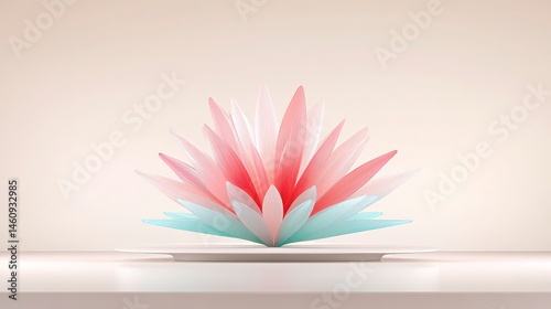 Obraz na płótnie Abstract Pink Teal Flower Minimalist 3D Render Product Display Elegant Design w salonie