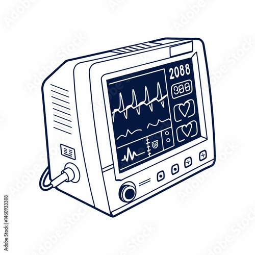 vector illustration line art medical monitor dispel 
