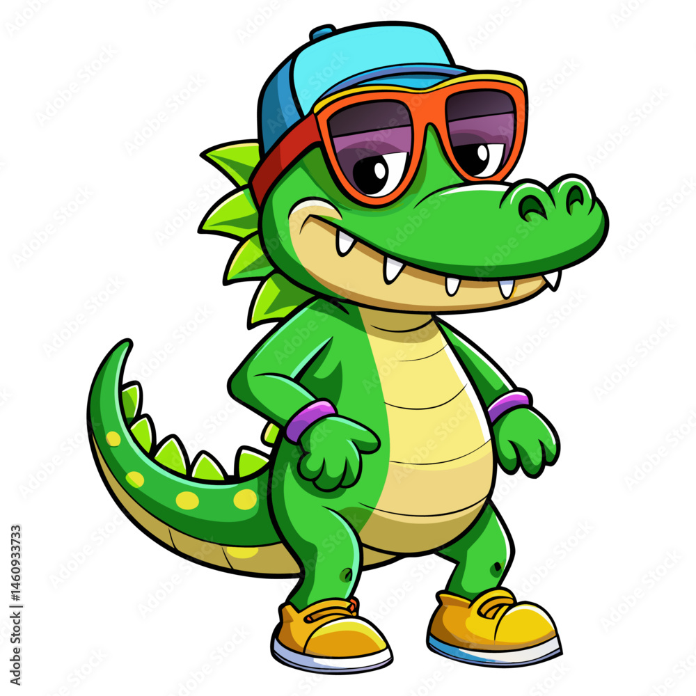 Obraz premium funny cartoon crocodile
