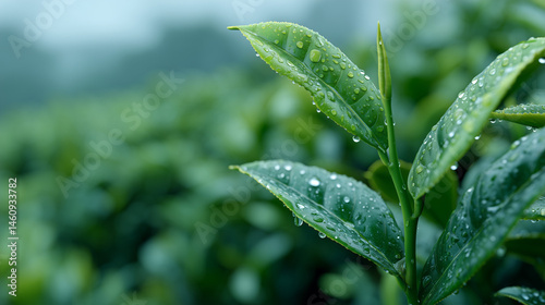 Fresh Dew on Green Tea Leav...