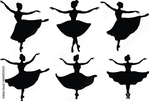 Ballet Dancer Silhouette in Graceful Arabesque Pose - Minimalist Dance Art