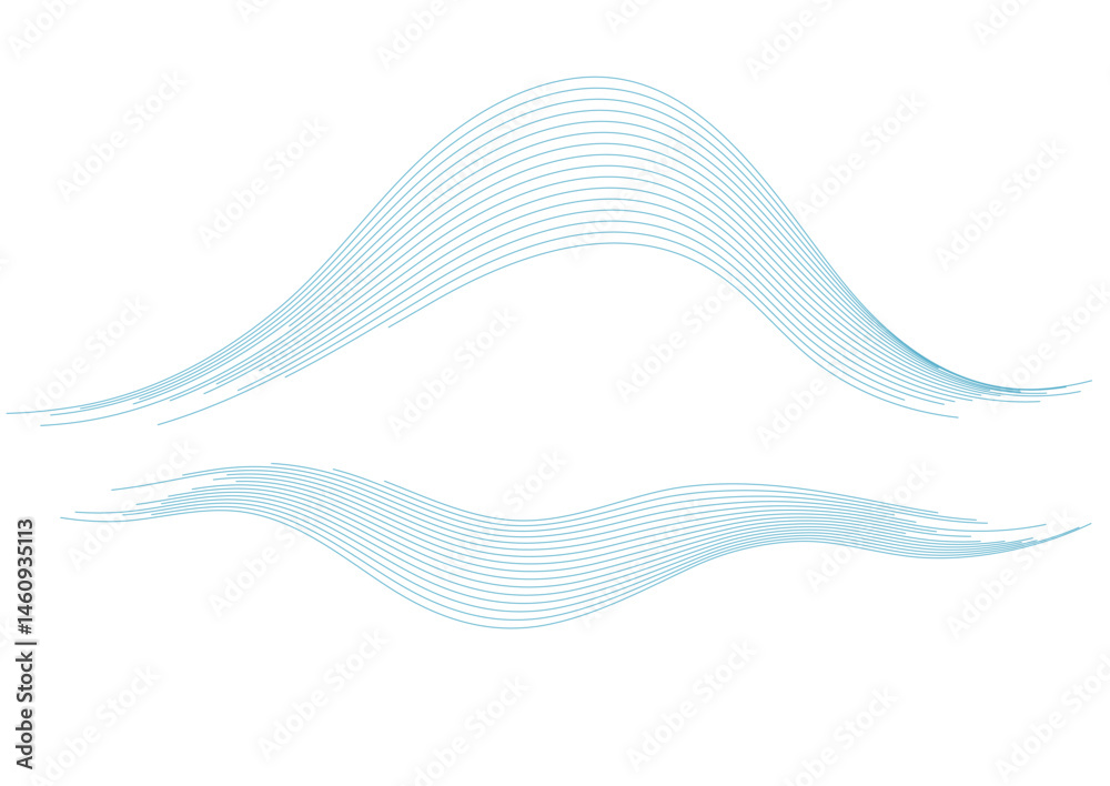 Fototapeta premium Blue minimal wavy lines abstract futuristic tech background. Vector digital design