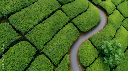 Tea Plantation Aerial View:...