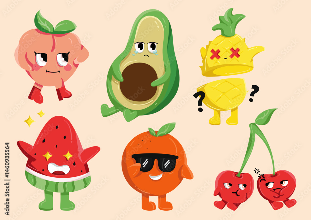 Fototapeta premium Fruit Character Illustration Vector