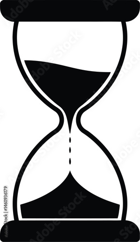 Black and white hourglass illustration conveying time management urgency and deadlines abstract concept