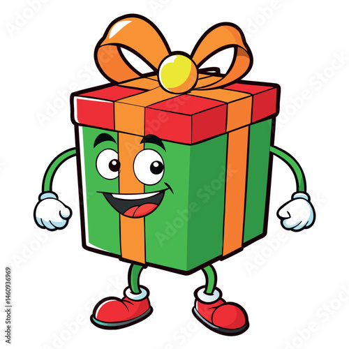 Image of a funny gift with arms, legs and face