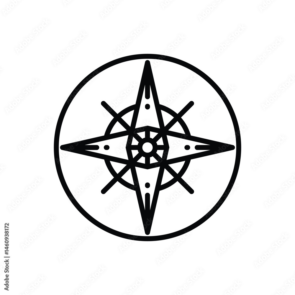 Obraz premium Compass Rose logo icon illustration flat
