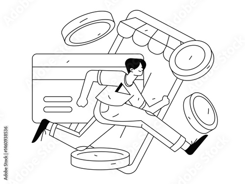 Online shopping payment security character flat vector concept operation hand drawn illustration
