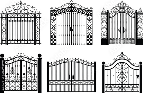 Elegant black and white gate designs for architectural projects and decorative purposes