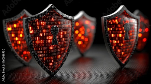 Obraz na płótnie Cybersecurity Shield Digital Security Data Protection Network Safety Privacy Alert w salonie