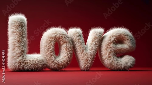 Creative fur-covered love display captures attention in artistic setting