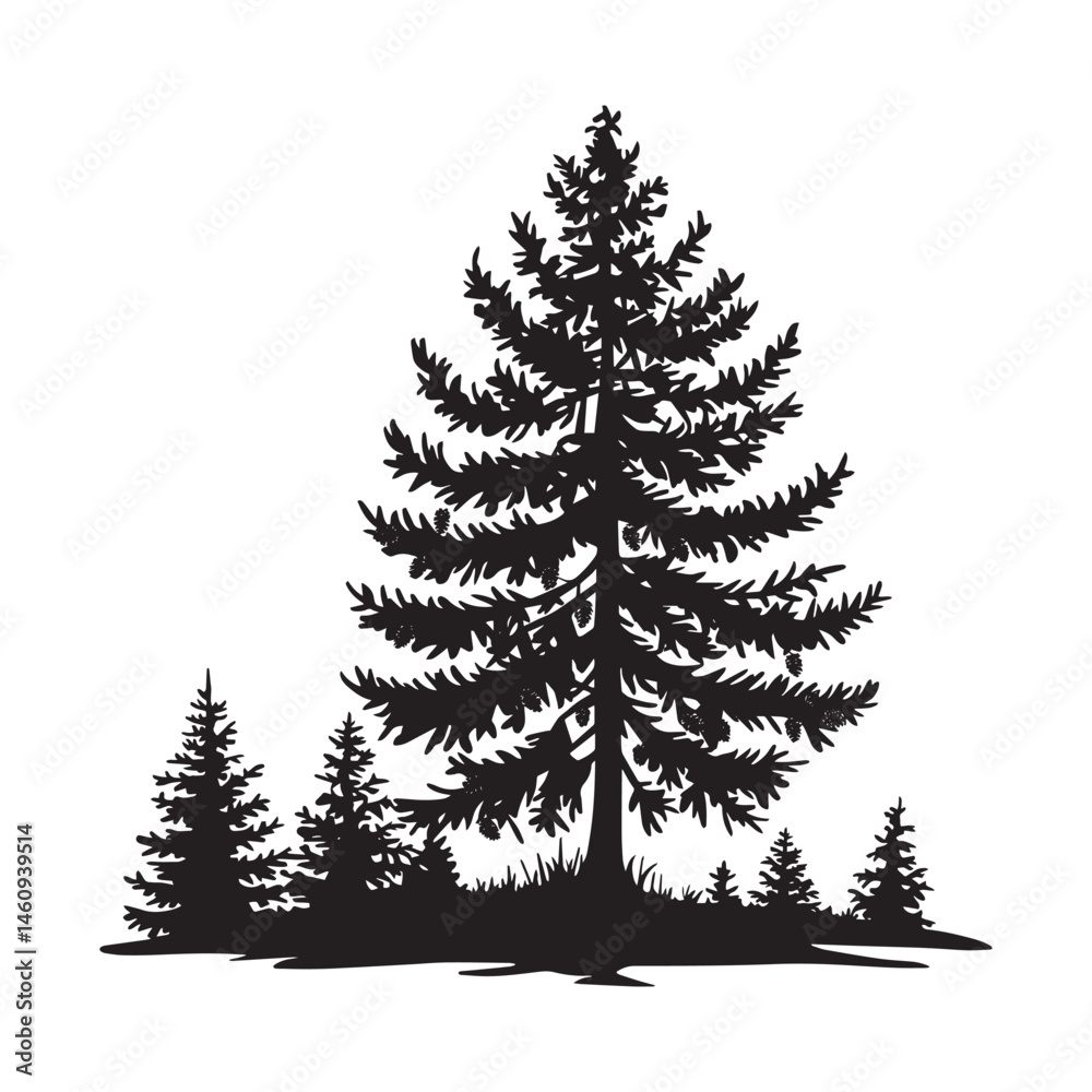 Obraz premium Pine trees vector illustration