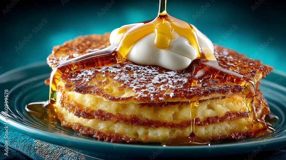 Delicious Pancakes with Syrup and Whipped Cream Breakfast Food Photography