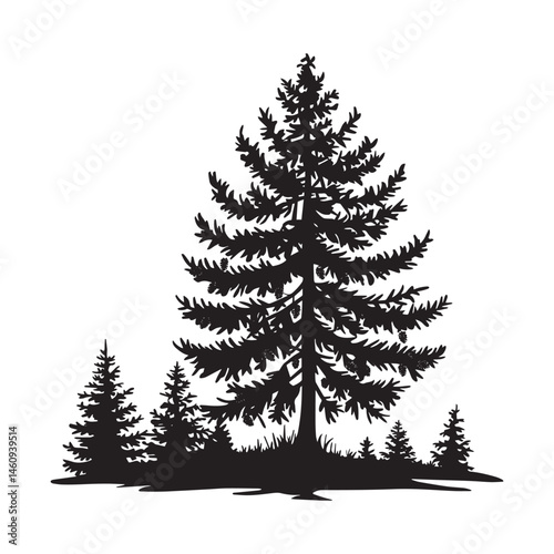 Pine trees vector illustration