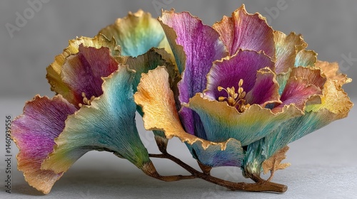 Obraz na płótnie Iridescent Rainbow Flowers Minimalist Botanical Art Closeup w salonie