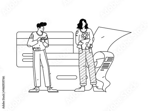 Online shopping payment security character flat vector concept operation hand drawn illustration
