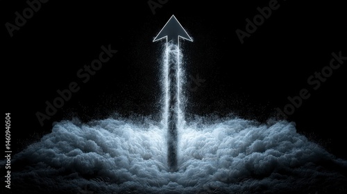 Obraz na płótnie Abstract Upward Arrow Breaking Through Clouds Growth Success Rise Concept w salonie