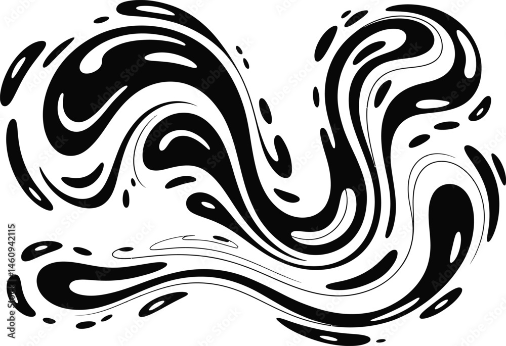 Obraz premium Abstract black fluid shapes isolated on white background minimalist graphic design element
