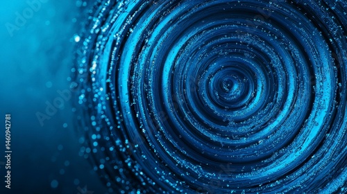 A mesmerizing abstract representation of swirling blue liquid with shimmering light reflections creating depth and movement.