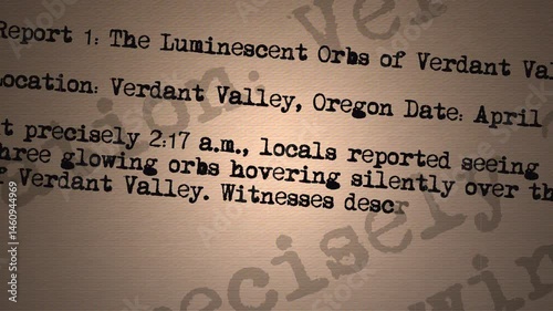 UFO witness transcription overlayed on aged worn paper document