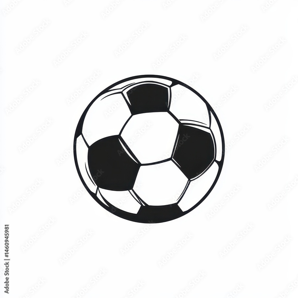 Obraz premium Soccer ball, black and white, simple design, round shape, stitched panels